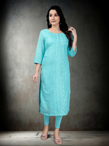 VISHESTA Women Embroidered A-line Kurta