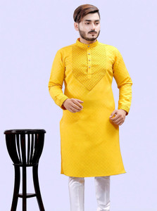 Tibra Collection Men Embroidered Straight Kurta