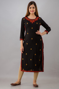 FASHION DEPTH Women Embroidered Straight Kurta