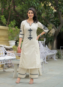 MILEN Women Embroidered A-line Kurta