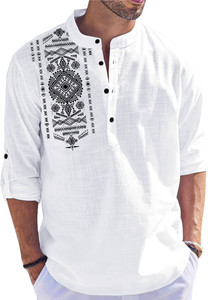 FOLGEN Men Self Design Straight Kurta