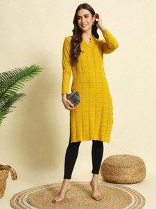 DRESSBASE Women Self Design Straight Kurta