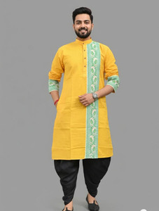Chandra Men Woven Design Straight Kurta