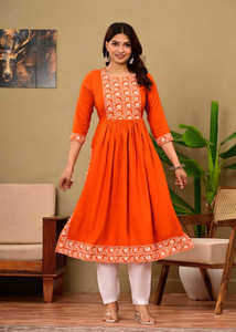 Diwikj Women Embroidered A-line Kurta