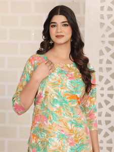 Anmi Women’s Jaipuri Ethnic Hip Length Short Kurti for Office,College Printed Women Straight Kurta
