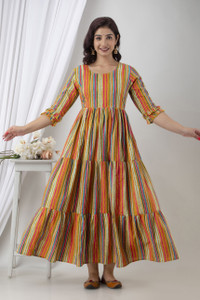 Henal Women Striped Gown Kurta