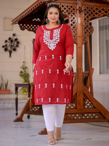 Yufta Women Embroidered Straight Kurta