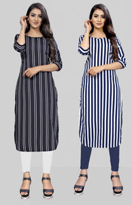 tanvi creation Women Striped Straight Kurta