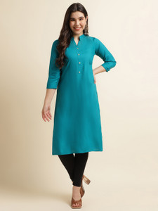 Fabclub Women Solid Straight Kurta