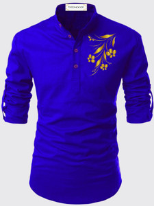 DEEMOON Men Floral Print Straight Kurta