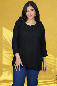 SIILKARI CHIKANKARI Women Chikan Embroidery Straight Kurta