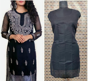FS FASHION Women Chikan Embroidery Straight Kurta
