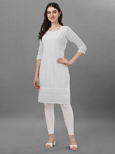 ZAZADIYA ENTERPRISE Women Chikan Embroidery Straight Kurta