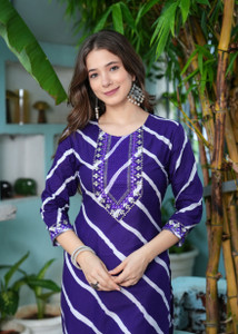 KBZ Women Leheriya Straight Kurta
