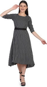 Seven Buttons Women Striped High Low Kurta
