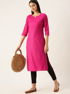 Saanjh Women Solid Straight Kurta