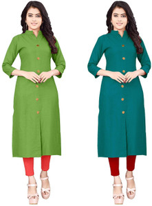 NATEK Women Self Design Frontslit Kurta