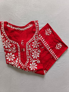 Adab chikan handicraft Women Chikan Embroidery A-line Kurta