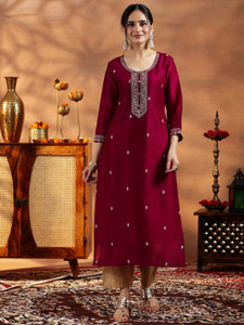 LIBAS Women Embroidered Straight Kurta