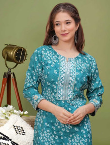 Wawlooks Women Embroidered, Printed Straight Kurta
