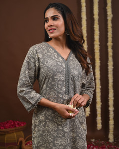 Rimeline Women Floral Print A-line Kurta