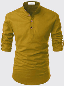 DEEMOON Men Solid Straight Kurta