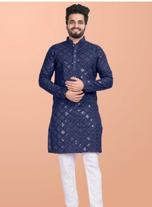 ShivLeela Men Self Design Straight Kurta