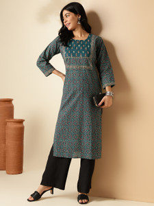 VBUYZ Women Kalamkari Straight Kurta