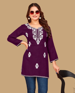 Kalavrund Creation Women Chikan Embroidery Straight Kurta