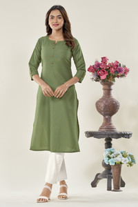 Glomee Women Solid Straight Kurta