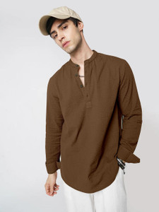 COMBRAIDED Men Solid Straight Kurta