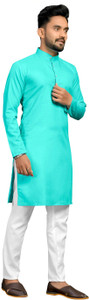 Enmozz Men Solid Straight Kurta