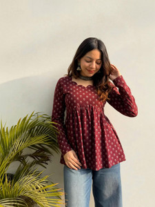 LABELASTHA Casual Printed Women Maroon Top