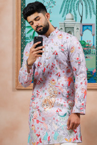 Koshin Men Printed Straight Kurta