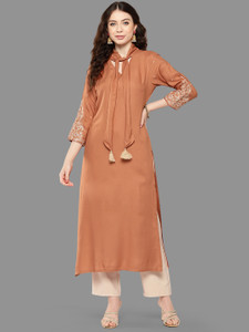 Janasya Women Solid Straight Kurta