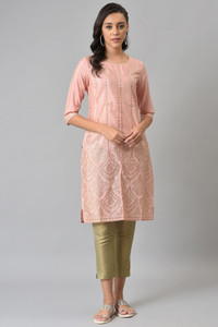 W Women Self Design Straight Kurta