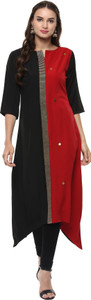 Janasya Women Colorblock Trail Cut Kurta