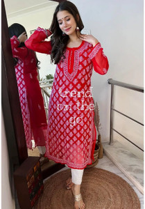 Lucknowi Chikankari Women Chikan Embroidery Straight Kurta
