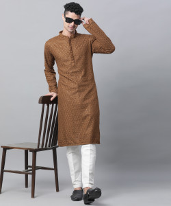 CHIRASVI Men Chikan Embroidery Straight Kurta
