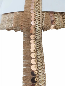 DIVARA Sequence Mirror Hanging Lace Border and Material Tassel - (9 Meter) Tassel, Jhalar, Fringe for Dress,Saree, Lehenga, Dupatta, Bag, Craft Decorations Lace Reel