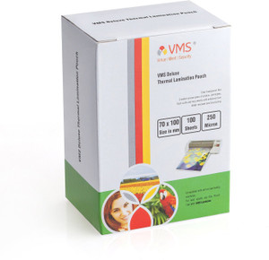 VMS Deluxe 70mmx100mm 250 Micron Lamination Pouch - 1 x 100 ID Badge Laminating Sheet
