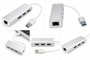 RuhZa USB 3.0 to RJ45 Ethernet LAN Adapter with 3 Port USB Hub - - Image 6