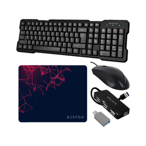 Bestor 5-Piece Combo: Keyboard, Mouse, Mouse Pad, Type-C Pack of 5 - Image 6