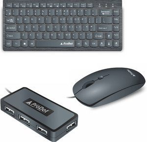 PRODOT 217 Mini Wired Keyboard And Mouse Combo With USB Hub Combo Set