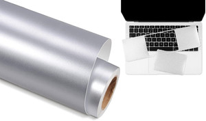 SUPERFAB Laptop Universal Silver Wrap Skin Sticker Sheet Size 15 inch X 24 Inch Vinyl Laptop Skin Compatible for 15.9 inch