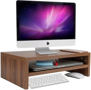 Dwhandicrafts monitor stand for desk wooden monitor riser computer screen stand wood monitor stand computer monitor riser desktop shelf organizer Wooden Laptop Stand Compatible with 40 - 44cm Laptops