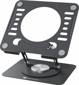 Portronics My Buddy K9 Lite, Height Adjustable & 360° Rotating Metal Laptop Stand POR-3260 Carbon Steel Desk Stand Rotatable Laptop Stand with Adjustable Height Compatible with Universal Laptops