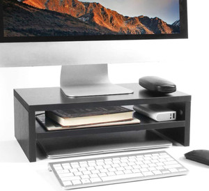 Dwhandicrafts monitor stand for desk wooden monitor riser computer screen stand wood monitor stand computer monitor riser desktop shelf organizer Wooden Desk Stand Laptop Stand Compatible with 40 - 44cm Laptops