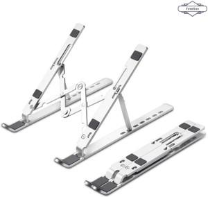 Frodiox Aluminum 6 Adjustable Foldable Portable Laptop Stand Desktop Tablet Stand FR08 Aluminium Floor and Desk Stand Rotatable Laptop Stand with Adjustable Height Compatible with Universal Laptops
