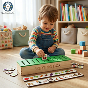 Aditi Toys Wooden Sorting Box Animal, Fruits, Shapes Matching Preschool Learning Activities